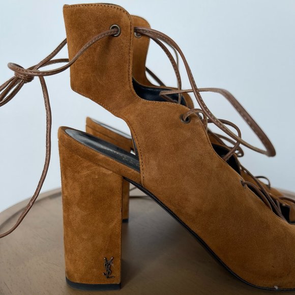 Saint Laurent | Suede Babies Lace Up Heels Size 41 - Picture 3 of 5